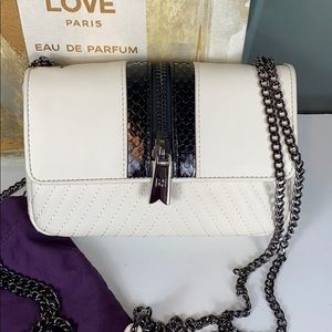 NEW HEIRLOOM White Leather Snake Flap Crossbody